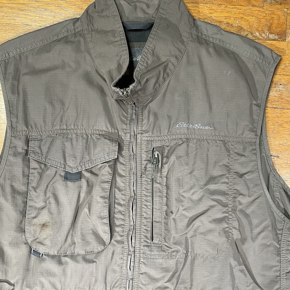 Eddie Bauer Men's Travex Vest XL Hiking/Outdoor/Fishing/Travel Tan Ripstop